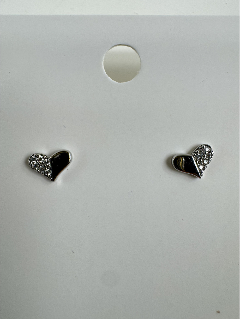Fashion Jewelry Silver Tone Heart Stud Earrings